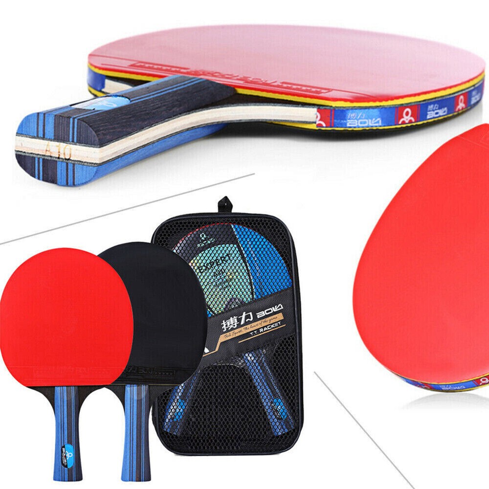 1 Pair Professional Table Tennis Ping Pong Racket Paddle Bat+3pcs Balls Bag Set