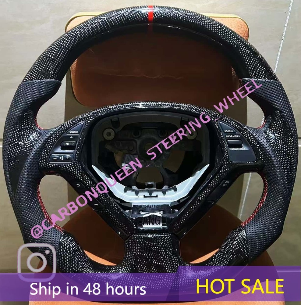 INFINITI  g37/g25/G37X CARBON FIBER STEERING WHEEL+BUTTONS /RED