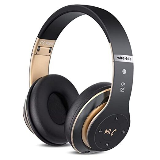6S Wireless Bluetooth Headphones Over Ear, Hi-Fi Stereo Foldable Wireless Black