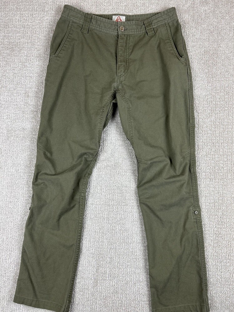 Livsn Pants Mens Size 30x30 Olive Green Hiking Flex Canvas Utility Roll Tab