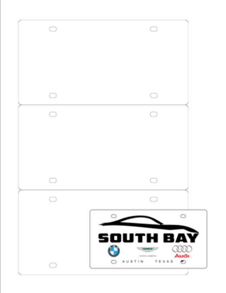 Durable No-Tear Print-Ready License Plates 6x12 3-UP on 12x18 Synth-25 Sheets