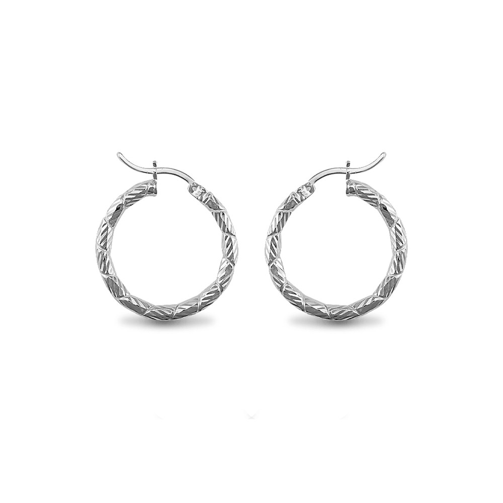 Sterling Silver Jewelco London Twist Hoop Earrings 3mm 2.5cm