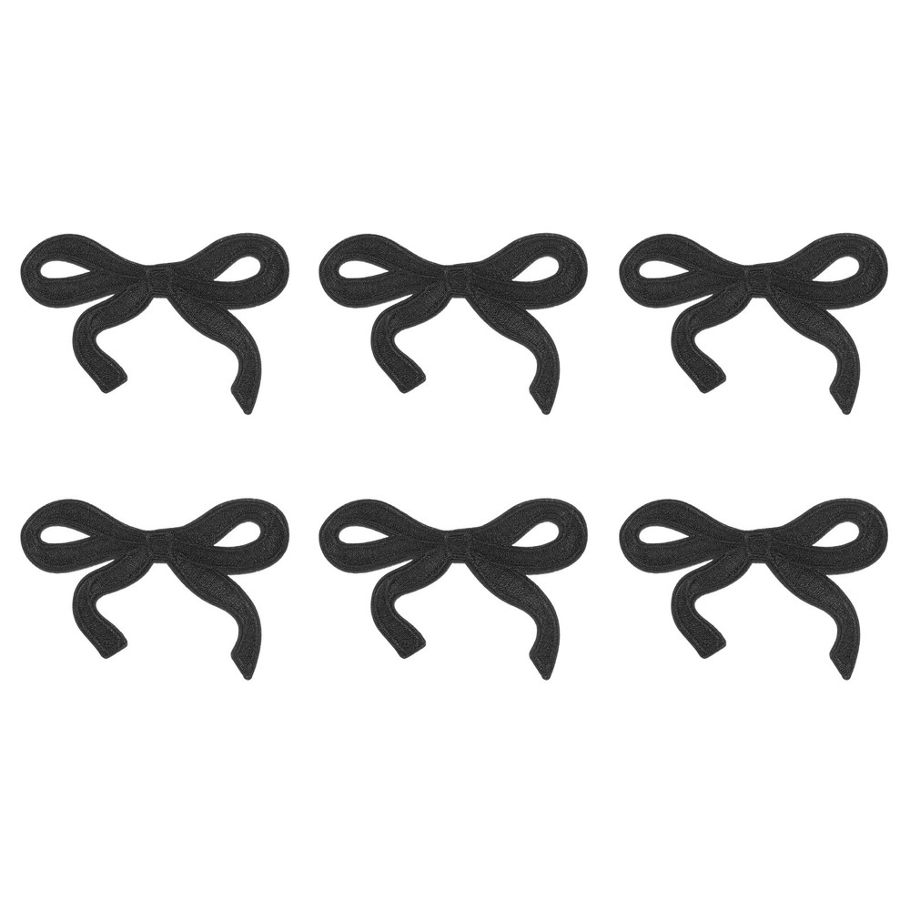 Cute Black Bow Iron On Patches for Clothes 6 Pack