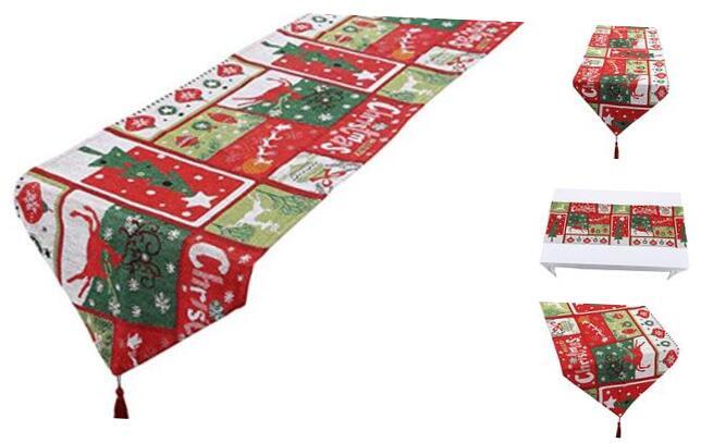 Embroidered Table Runner for Christmas Thanksgiving Red/Christmas Reindeer