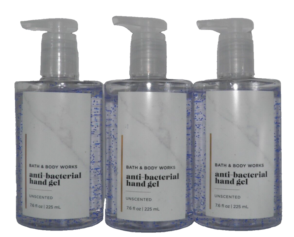 3 Bath Body Works UNSCENTED AntiBacterial Hand Sanitizer Gel Pump