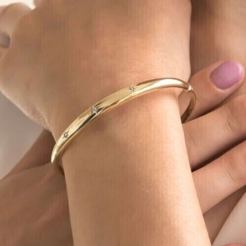 2Ct Round Lab Diamond Women’s Bangle Bracelet in 14K Yellow Gold