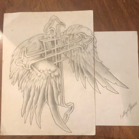 Sketch of a stunning back tattoo design in pencil