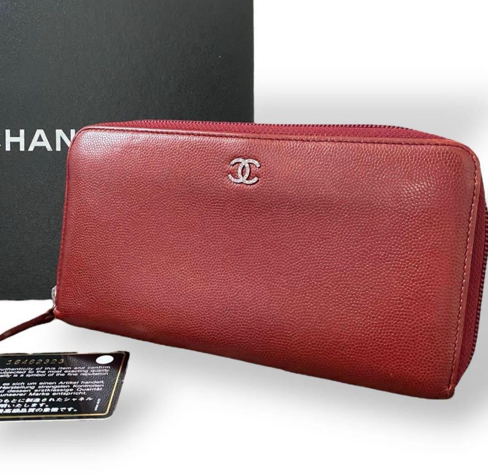 Rare Chanel Caviar Skin Long Wallet Round Zipper No. 16