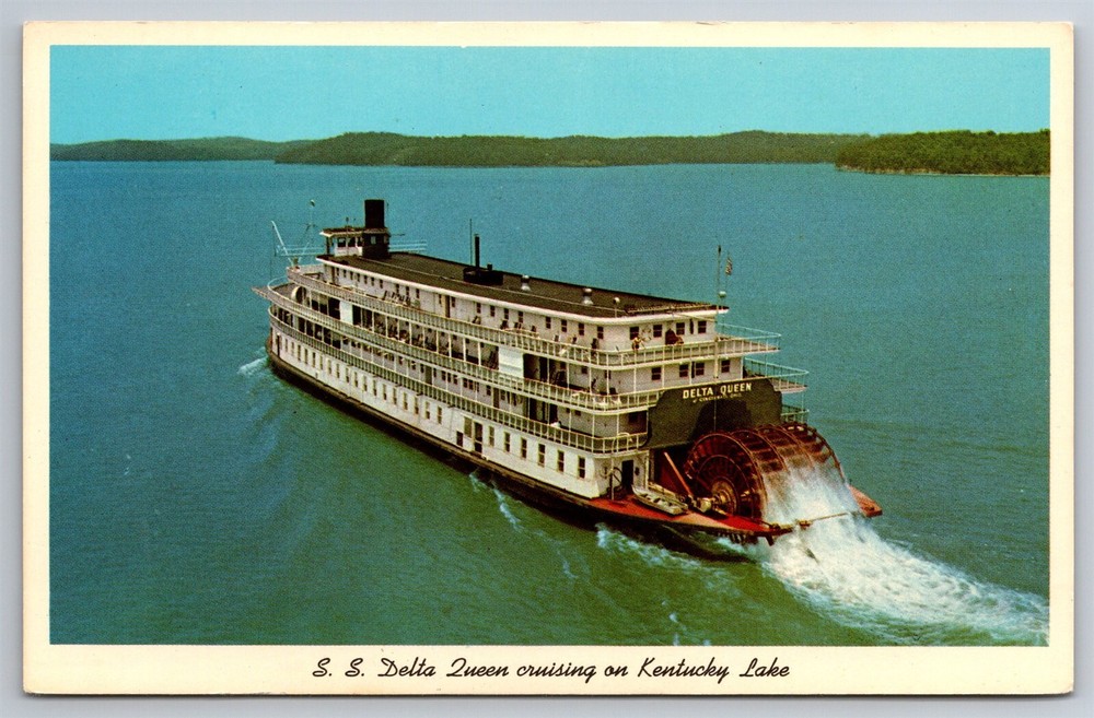 SS Delta Queen Cruising On Kentucky Lake Rear Paddle Wheel Ohio Postcard R13