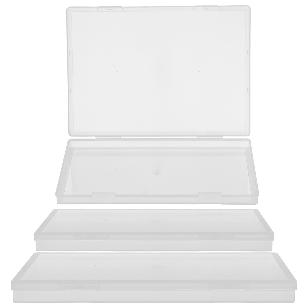 3-Pack Clear Plastic Office Organizer Bins for Files & Small Tools  