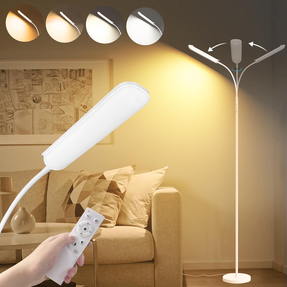White Floor Lamp 18W 1800LM Bright LED Floor Lamp for Living Room Bedroom D