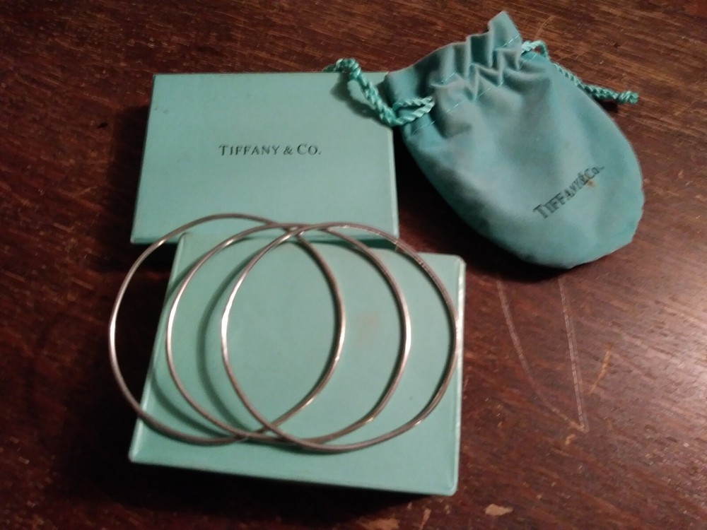 TIFFANY & CO SILVER SET BANGLES BRACELET X 3