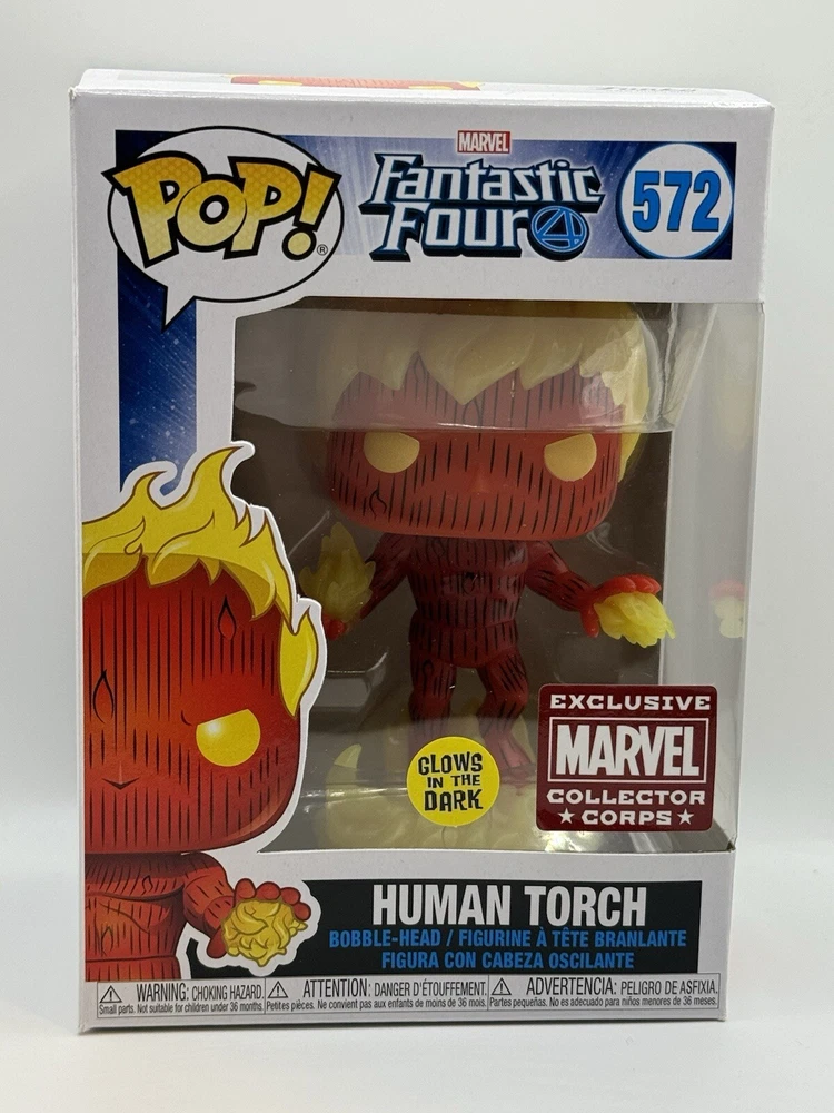 Funko Pop Marvel #572 Collector Corps Human Torch GITD Fantastic Four