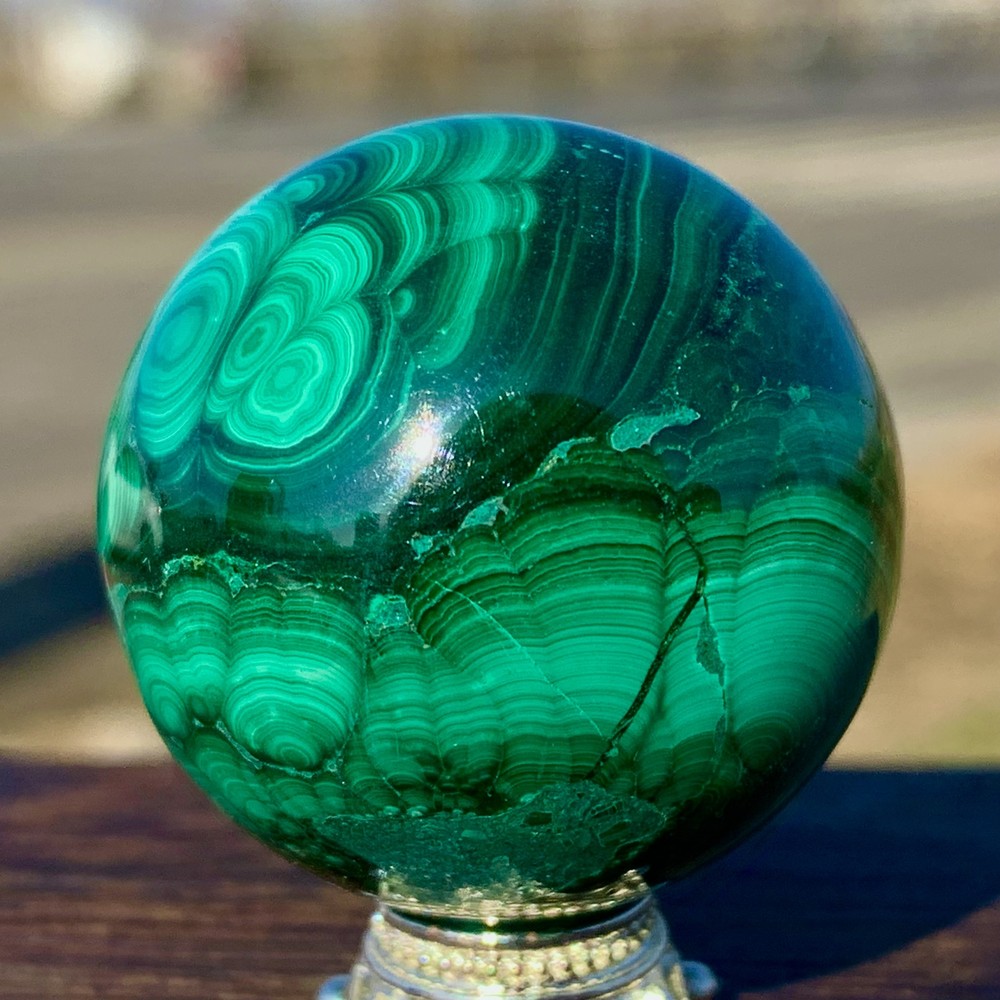 64G Natural glossy Malachite ball transparent cluster rough mineral sample