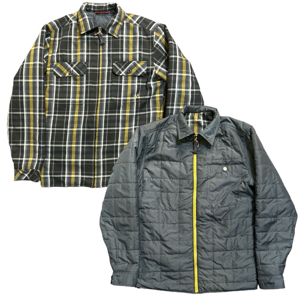 Reversible Plaid Flannel Puffer Jacket for Hiking Camping Outdoors