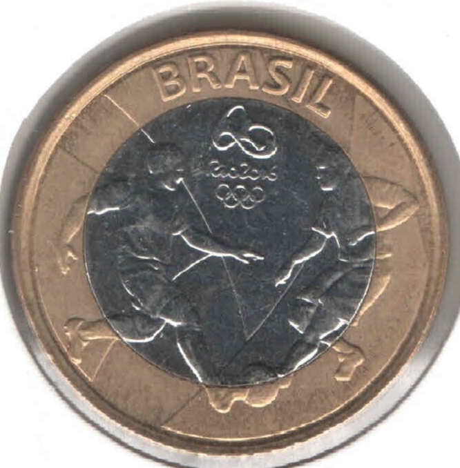 Brazil 2016 Rio Olympics KM# 708 Soccer Commemorative Coin EB790