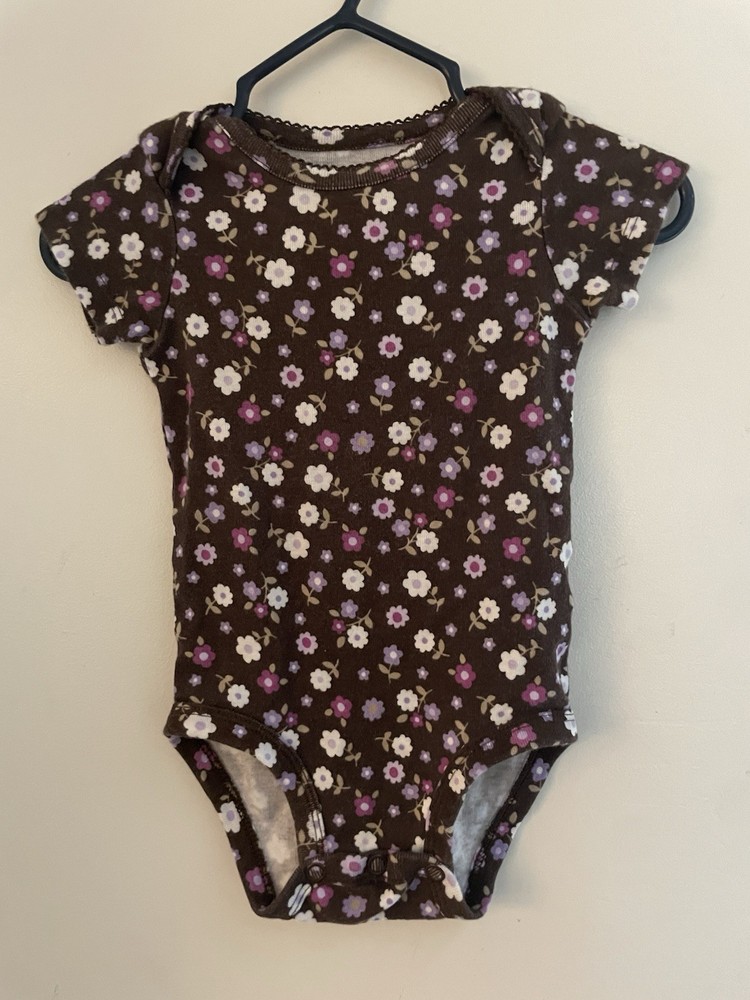 Carter's Baby Girls Colorful Floral 100% Cotton Short Sleeve Bodysuit Brown 6M
