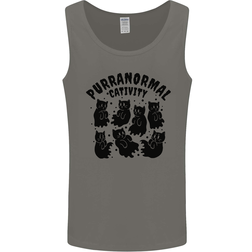 Purranormal Cativity Funny Cat Halloween Mens Vest Tank Top