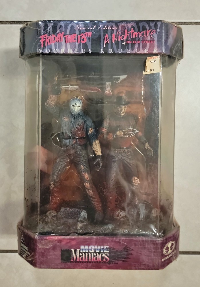 MCFARLANE MOVIE MANIACS BLOODY JASON VOORHEES & FREDDY KRUEGER MISP VERY RARE!