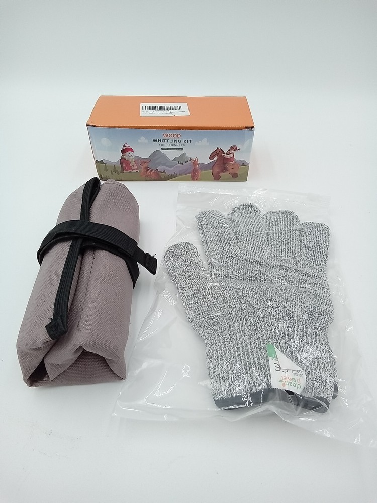 Wood Whittling Kit for Beginners 5-Piece Set w/Carrying Case & Gloves