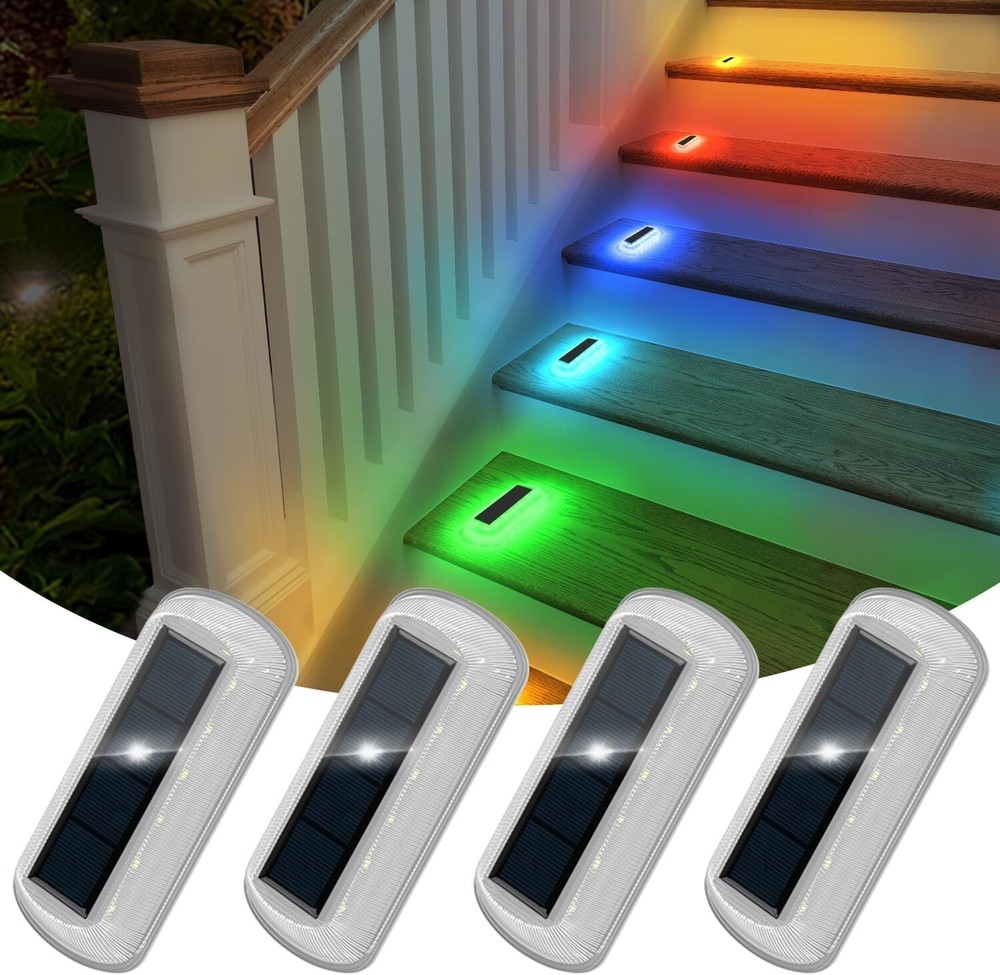 4Pcs Solar LED Pathway Lights for Outdoor Garden Deck Driveway Stair Step Fence