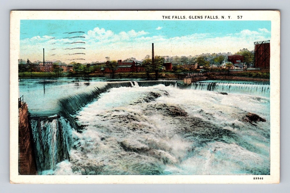 Glens Falls NY- New York, The Falls, Antique, Vintage c1931 Souvenir Postcard