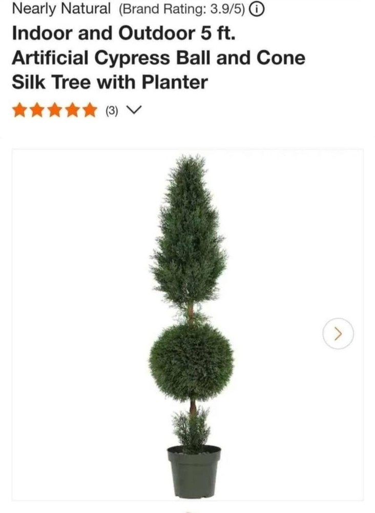 5' Cypress Ball and Cone Silk Tree (in-door/out-door) Nearly Natural Decor