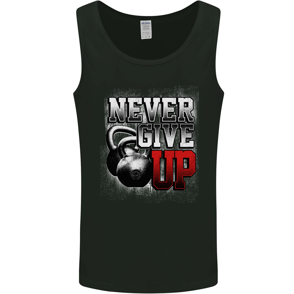 Never Give Up Gym Training Top Bodybuilding Mens Vest Tank Top