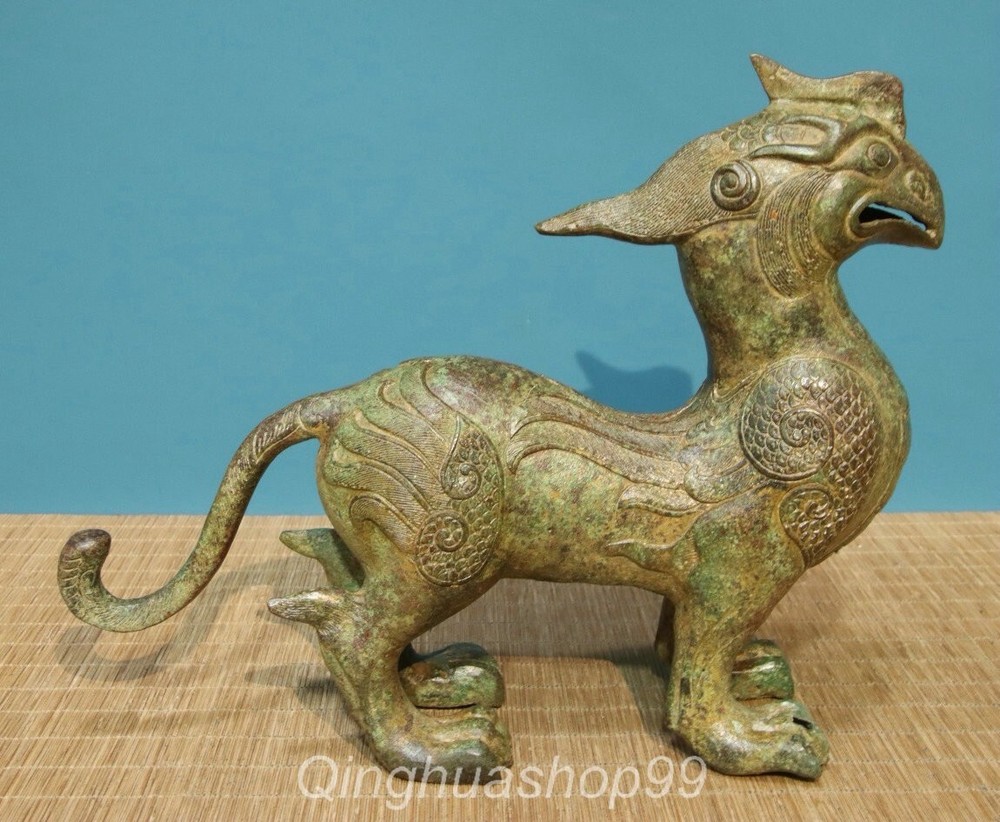 11.6 Inch Antique Chinese Bronze Fengshui Phoenix Bird Sculpture