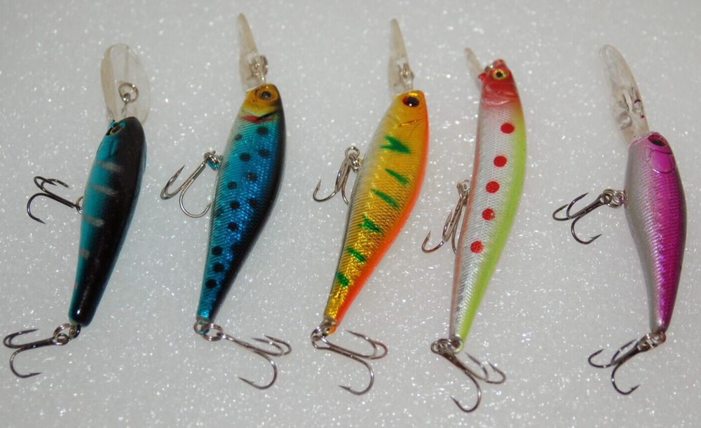 5 Mixed Crankbait Lures w/ Lip for Fresh & Saltwater - Assorted Colors