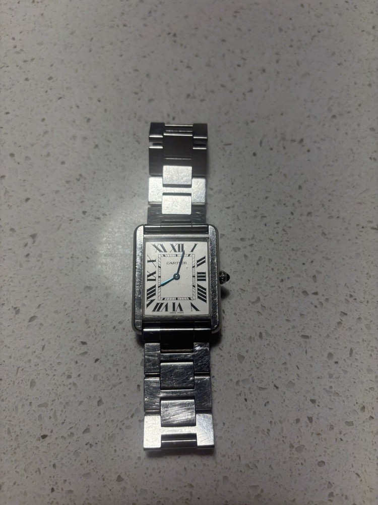 Cartier Tank Stainless Steel Quartz Watch – Swiss Made – Running - Read Descr.