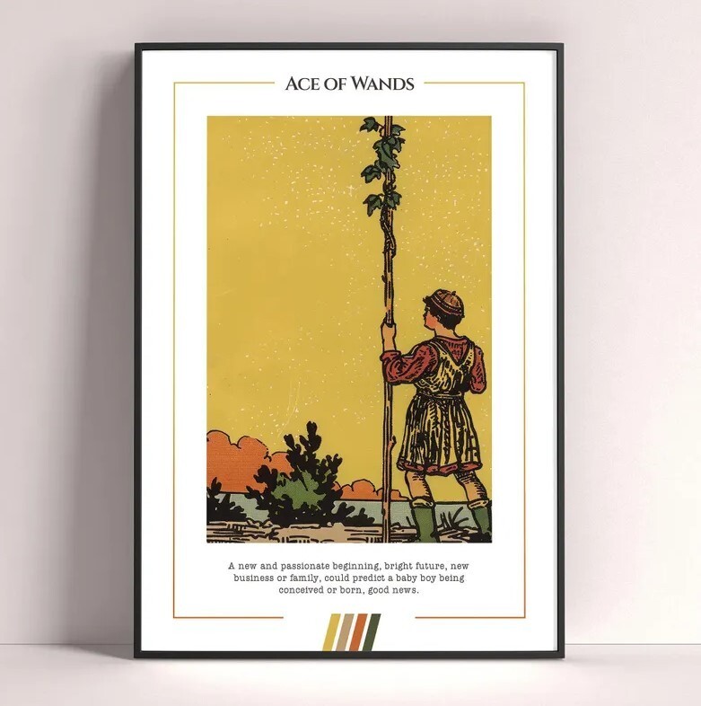 Ace of Wands Tarot Card Art Print Digital Download Tarot Poster