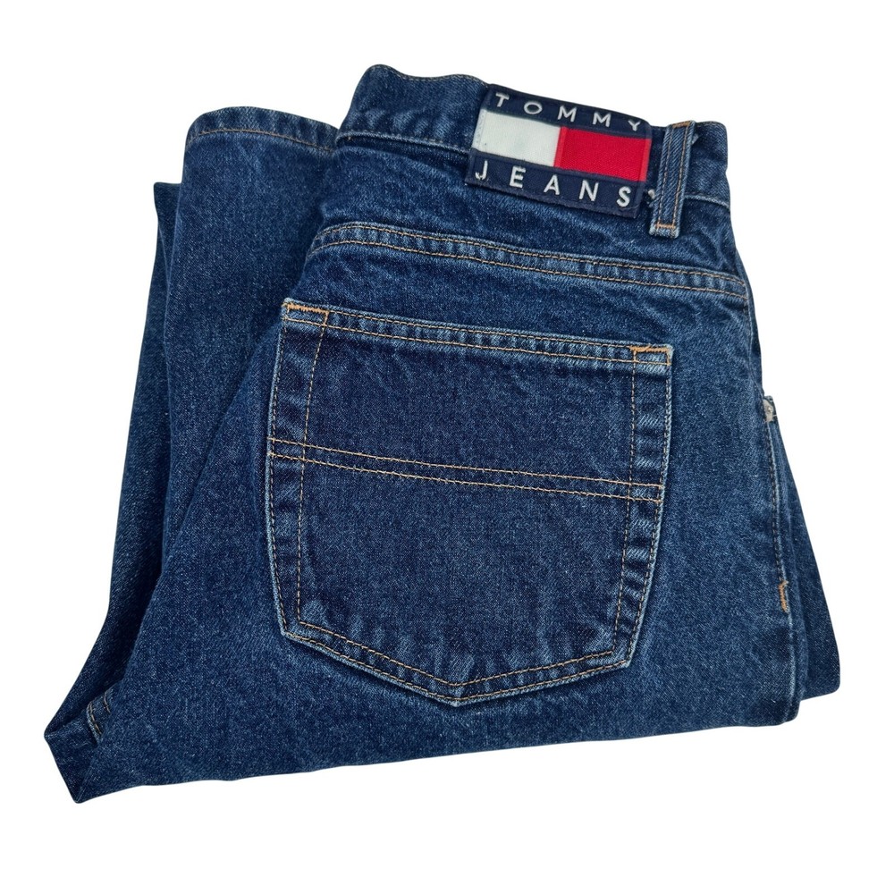 Vintage Tommy Hilfiger Jeans Mens 30x32 ACTUAL Blue Denim Taper Leg Tommy Jeans