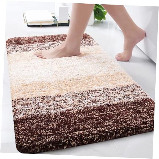 Soft Absorbent Microfiber Bath Rug 30x20 Inches in Brown