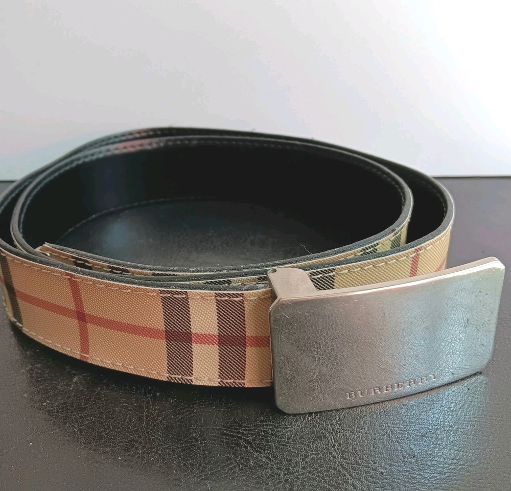 Burberry Beige Nova Check Canvas Buckle Belt Size 40 100 Italy Made
