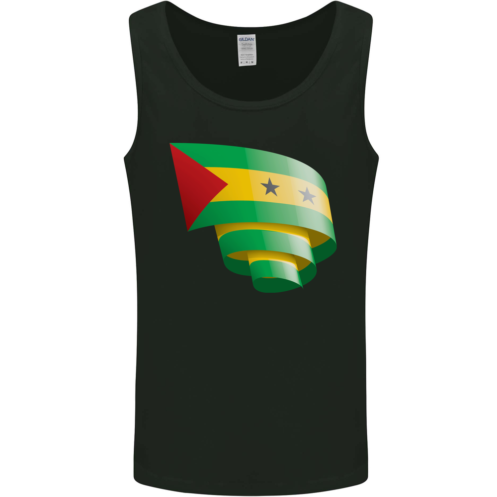 Curled Sao Tome and Principe Flag Day Football Mens Vest Tank Top