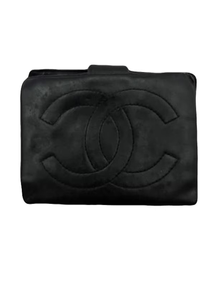 CHANEL Black Leather Wallet Pre-Owned Style E0411-25