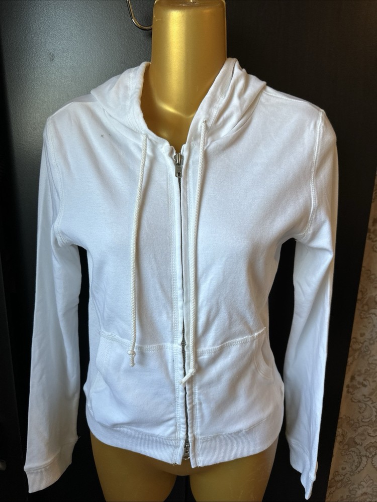 Y2K style white Velour full zip hoodie size Size M Fits Like small