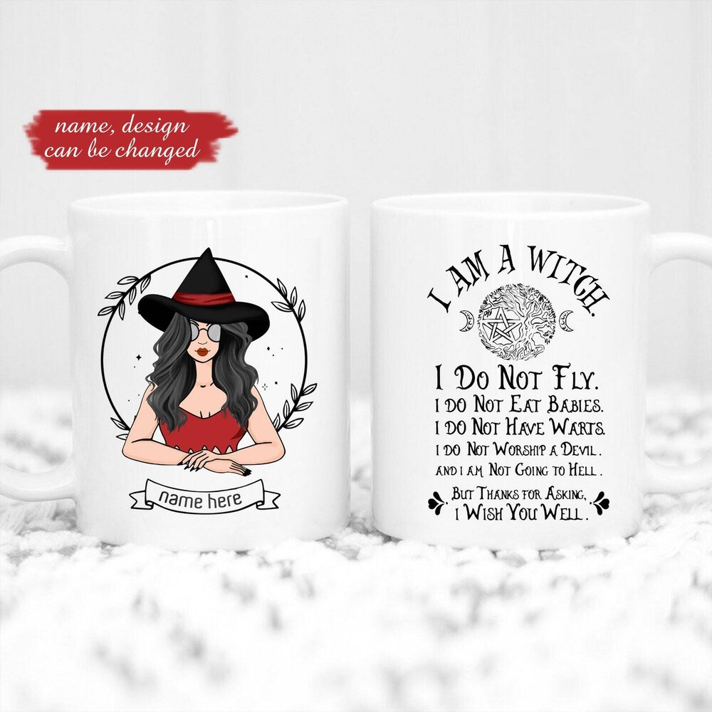 Personalized Witch Mug For Girl Women  Birthday Gift Custom Text – I’m A Wit