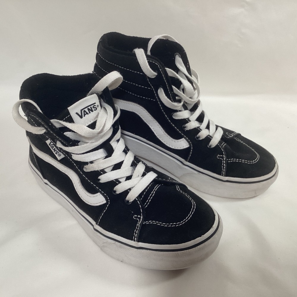 VANS Off The Wall Sk8-Hi Skate Shoes High Top Sneaker Black Lace Up Kids Size 3