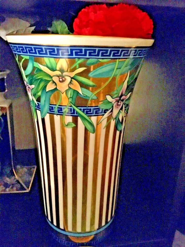 Versace  Vase Flower pot Gold ORCHID  PRESTIGE RARE ROSENTHAL Christmas SALE-image