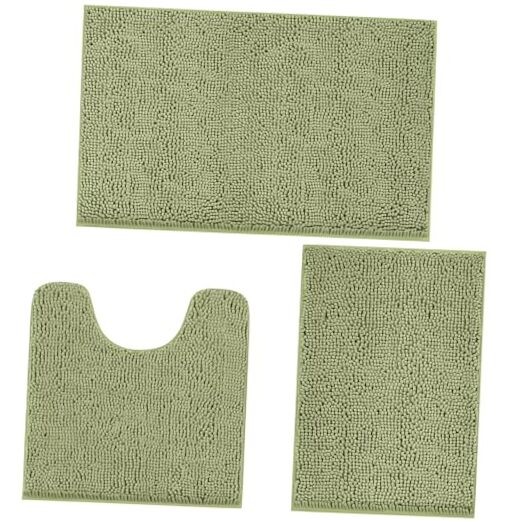 Plush 3-Piece Chenille Bathroom Rug Set - Soft Absorbent & Non-Slip