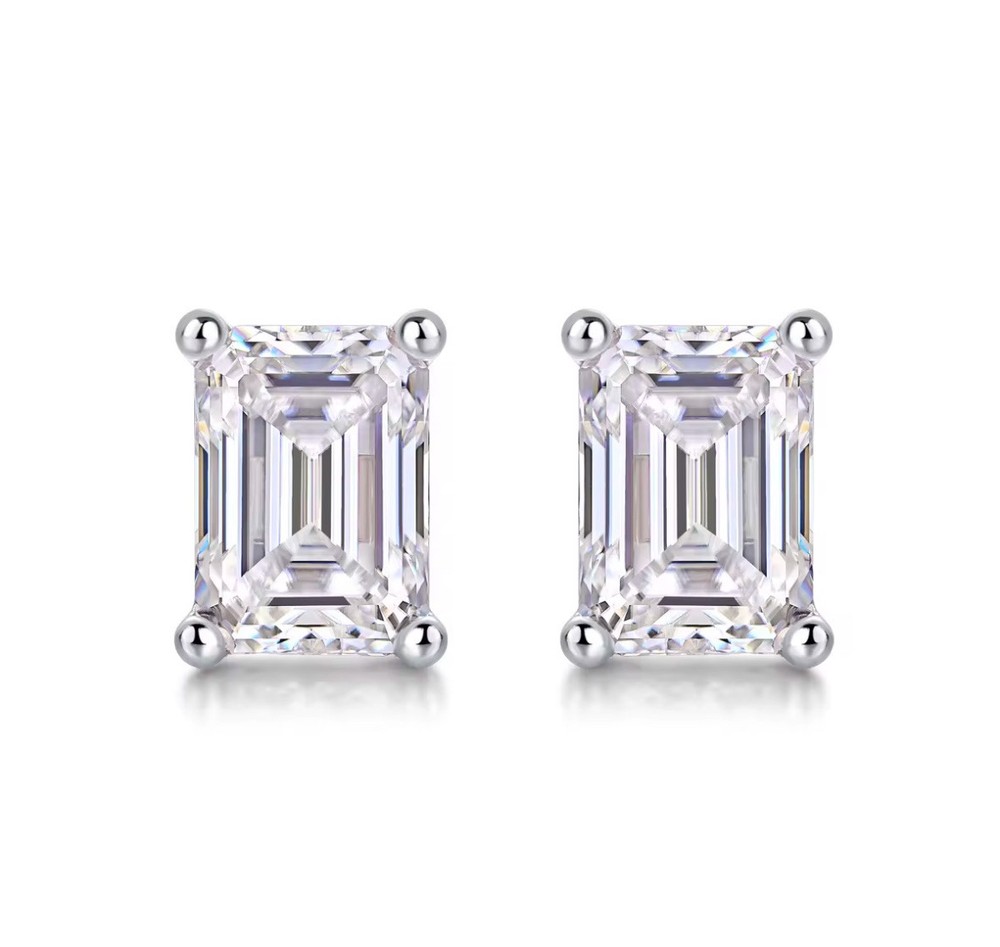 Seasonal Offer Emerald Cut Diamond Earring Lab 1.5 CRT Total E/ VVS-image