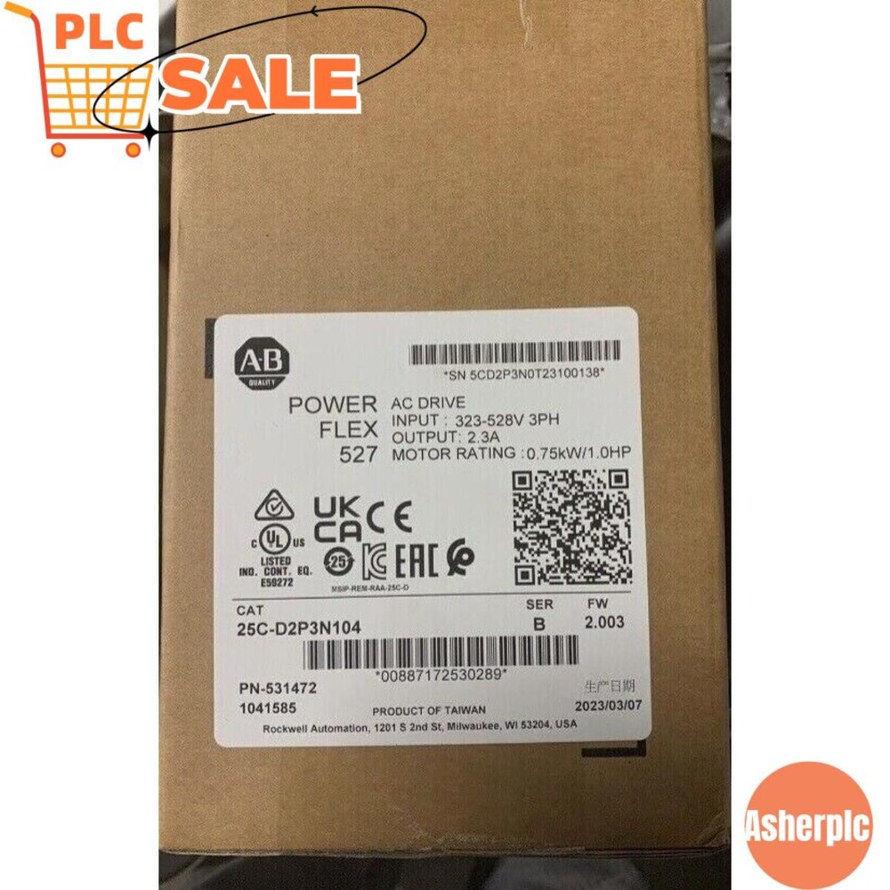 Allen Bradley 25C-D2P3N104 Factory Sealed New AC Drive 0.75kW 1HP PowerFlex 527