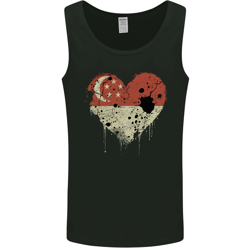 Love Singapore Flag Singaporean Day Football Mens Vest Tank Top