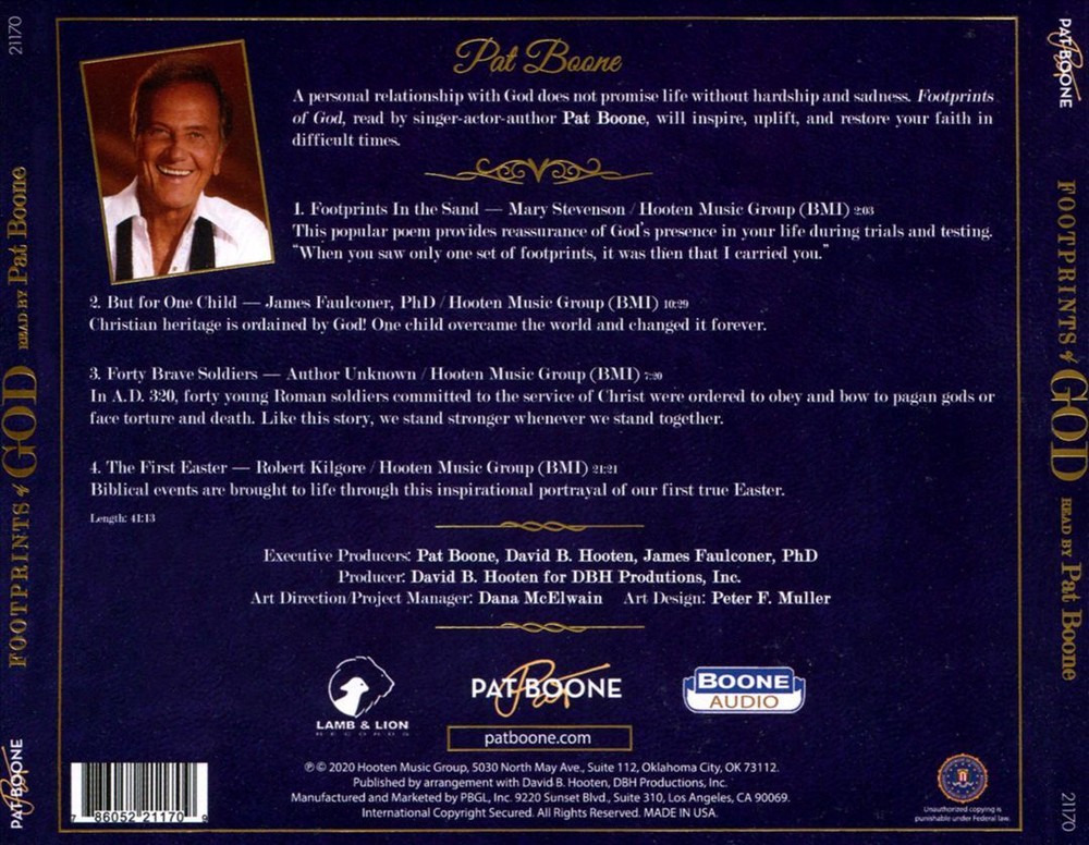 PAT BOONE FOOTPRINTS OF GOD NEW CD