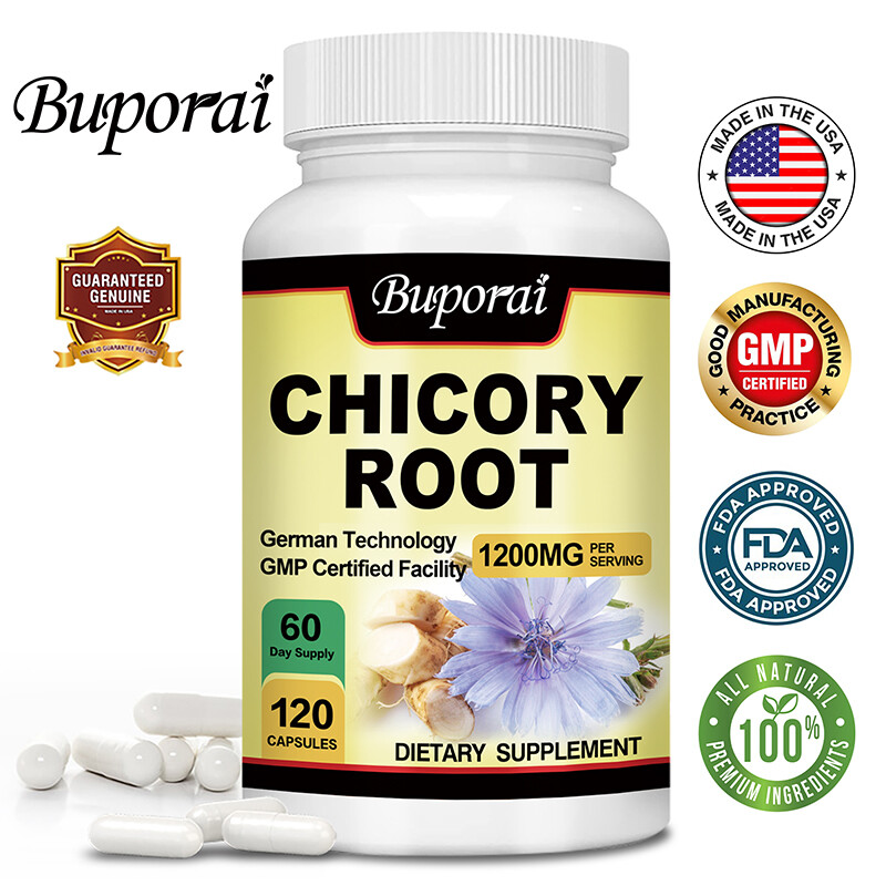 Organic Chicory Root Capsules 1200mg - Gut Cleansing & Detox, Healthy Metabolism