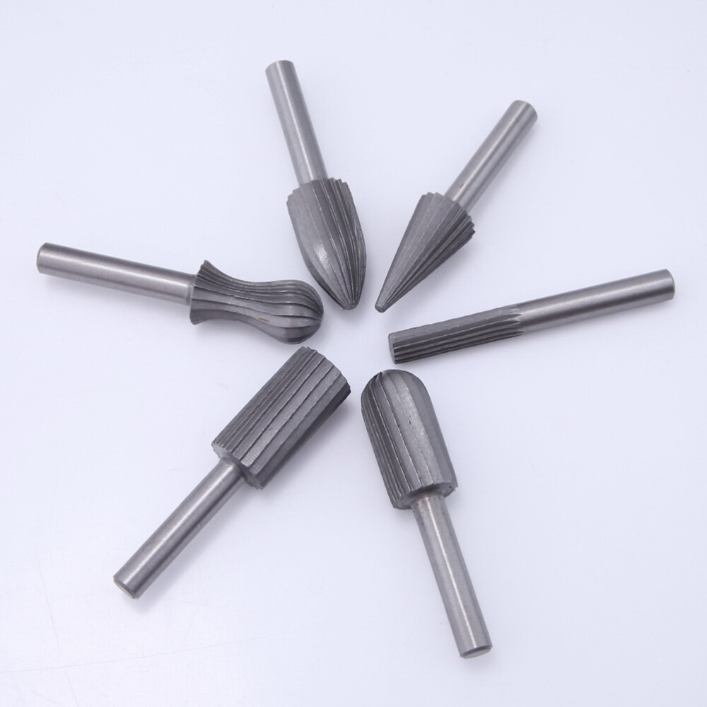 6PCS High Carbon Steel Routing Router Bits Burr Rotary Tools Suit Woodworking