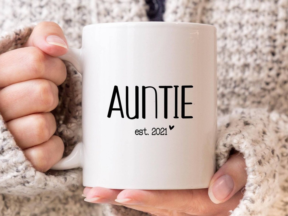 Auntie Est 2021 Coffee Mug Pregnancy Announcement Coffee Mug Custom Gift To