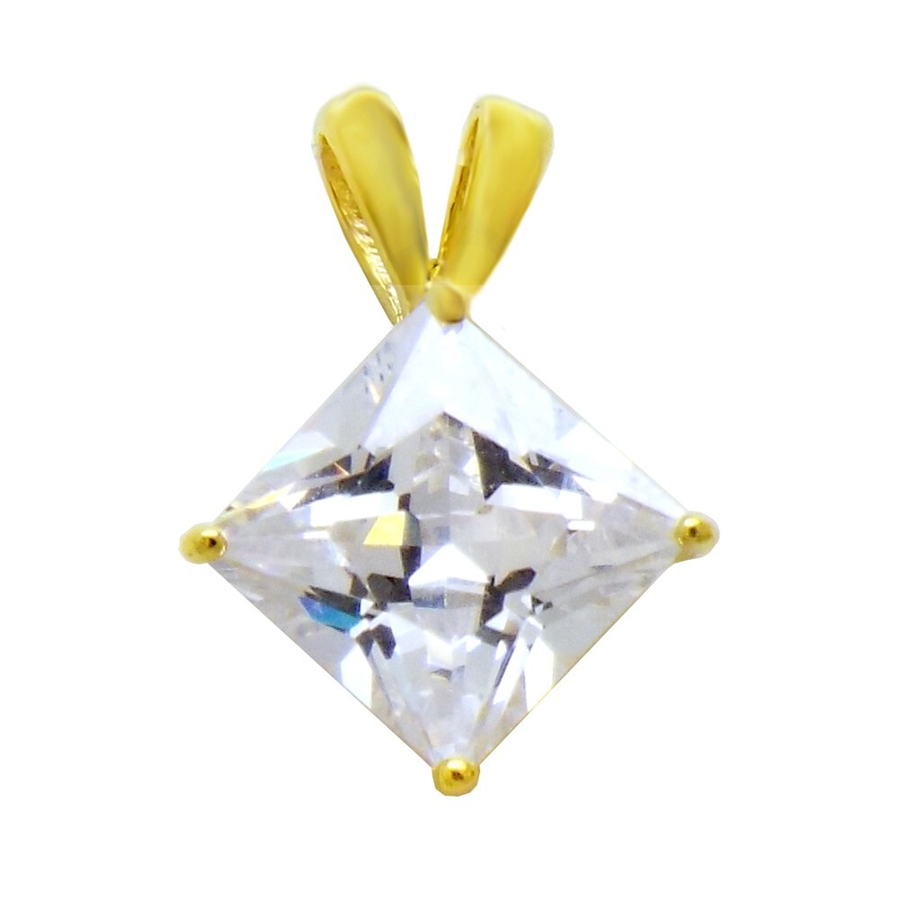 2 ct. Genuine White Sapphire Pendant Necklace in Yellow gold plated Silver
